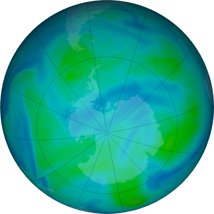 Antarctic ozone map for 22 February 2023